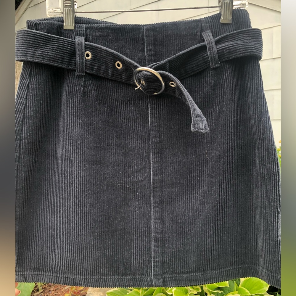 Corduroy blue with belt skirt